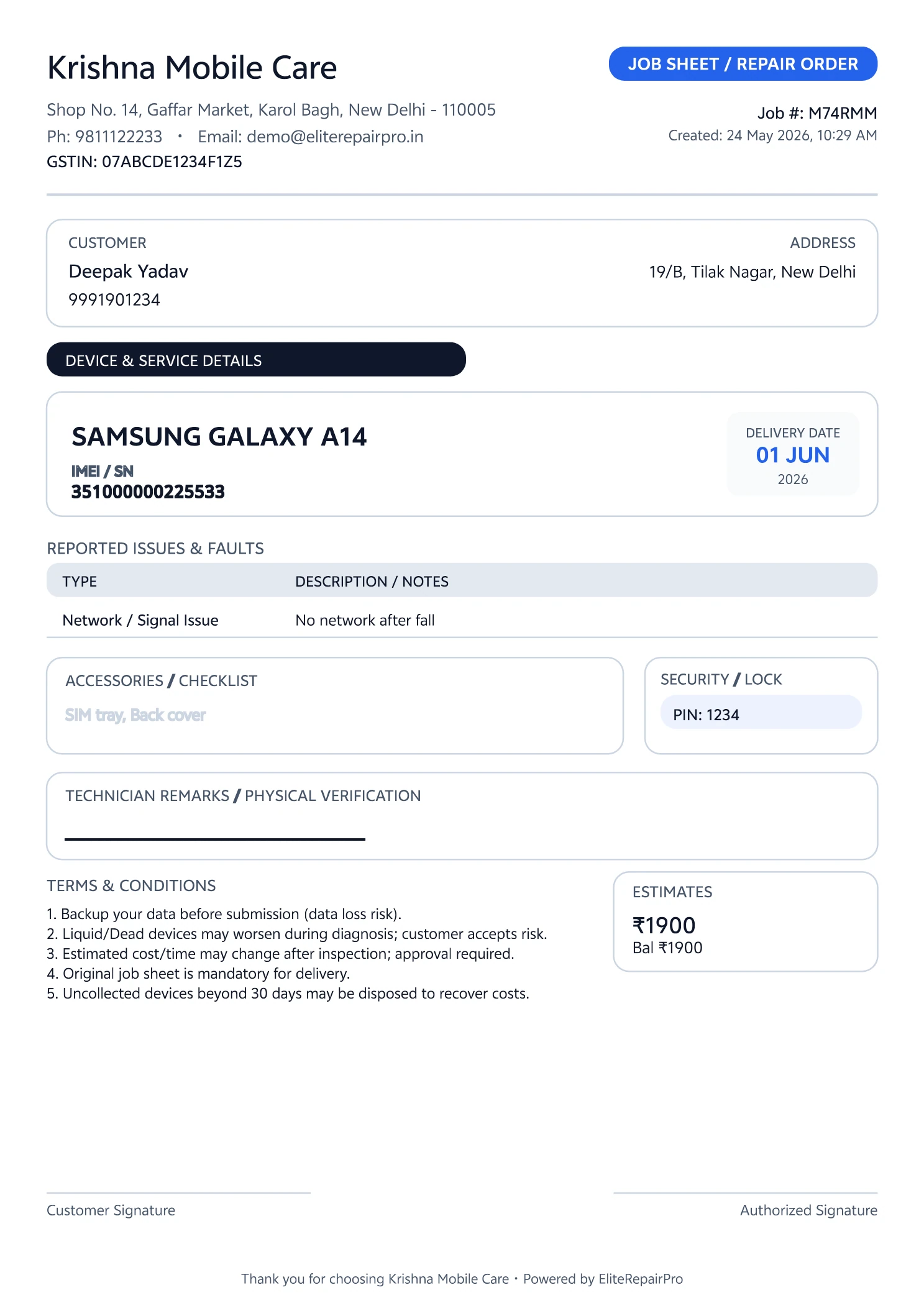 Job Sheet